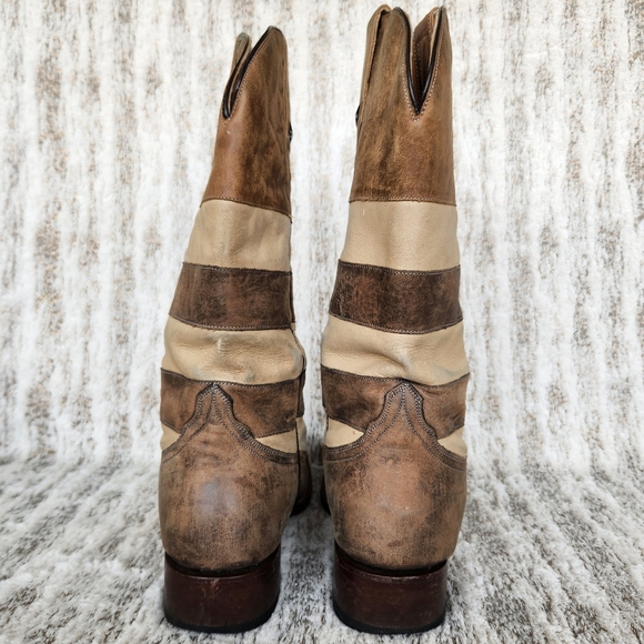 Roper "Vintage Americana" Stars And Stripes Western Boots Sepia | Women's Size 9 - Picture 6 of 15